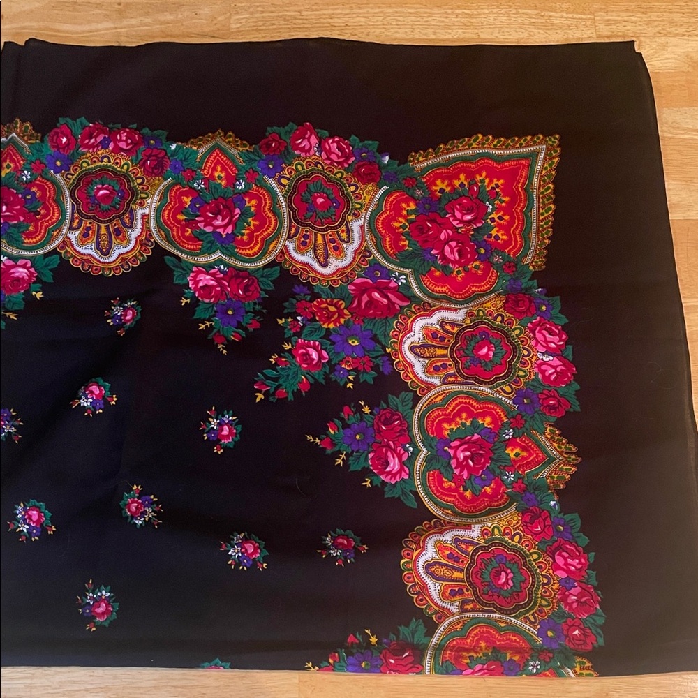 Floral Black Scarf